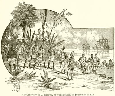 Állami látogatás egy Cacique-ban, Puerto de la Paz kikötőjében alkotó: English School