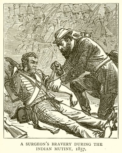 A sebészek bátorsága az indiai lázadás során, 1857 alkotó: English School