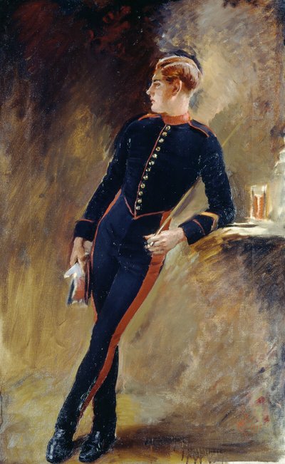 A Királyi Lóőrség katona istállóruhában, 1915 alkotó: English School