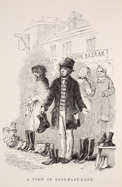 Kilátás a Rosemary-Lane-en, illusztráció a London Labor and London Poor-ből, Henry Mayhew, pub. 1862 alkotó: English School