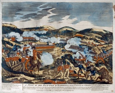 Kilátás a barossai csatára, 1811 (színes fametszet) alkotó: English School