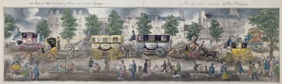 Kilátás Párizs körútjaira az új kocsikkal, 1828 (színes metszet) alkotó: English School