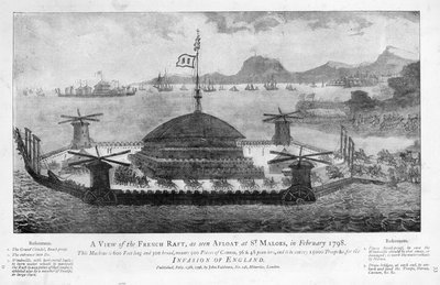 Kilátás a francia tutajról St. Malóban, 1798. február (akvatinta) alkotó: English School
