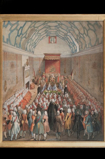A Lordok Házának képe, metszett: Benjamin Cole (fl.1748-75) c.1755 (kézzel színezett metszet) alkotó: English School