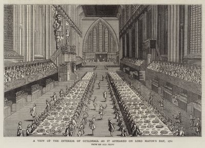 A Guildhall belsejének képe, ahogy az Lord Polgármester napján megjelent alkotó: English School