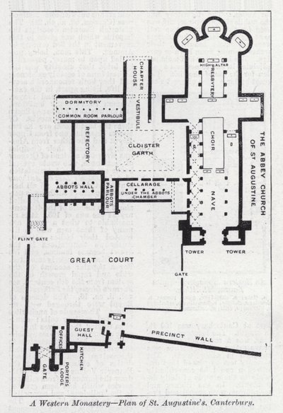 Nyugati kolostor, Szent Ágoston terve, Canterbury (litho) alkotó: English School