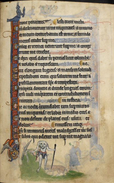 Egy blemmyae, folio talpa a „The Rutland Psalter”-ből, 1260 körül (tinta és szín a pergamen) alkotó: English School