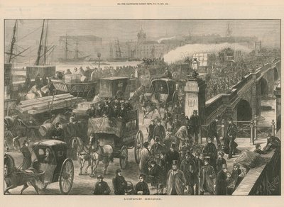 Forgalmas utcakép a London Bridge-en alkotó: English School