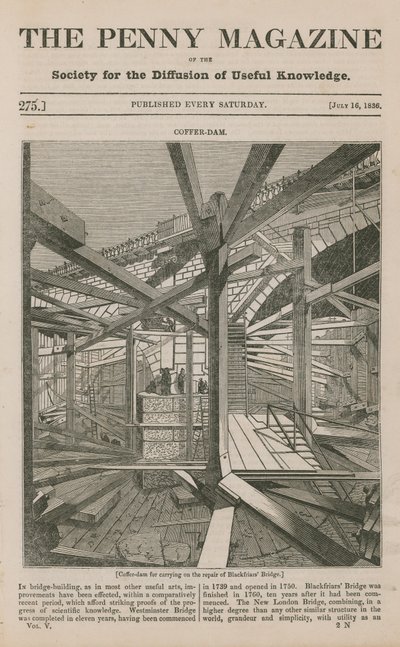 Egy kassza gát a Blackfriars híd javításának folytatásához alkotó: English School