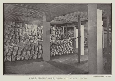 Ein Kühlhaus, Smithfield Stores, London von English School