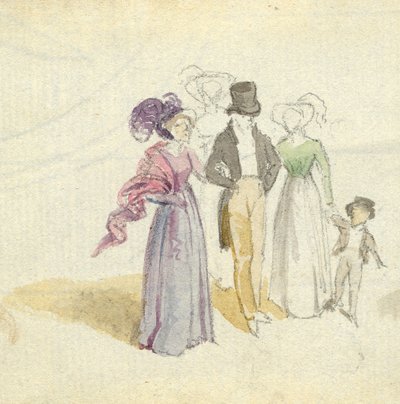 Sétáló család, 1825 körül (wc papíron) alkotó: English School