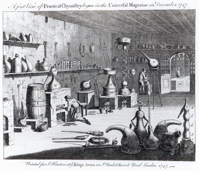 A gyakorlati kémia első bemutatása a Universal Magazine-ban kezdődött 1747 decemberében alkotó: English School