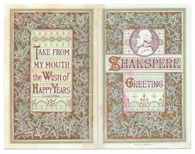 Viktorianische Grußkarte mit einem Bild von William Shakespeare, ca. 1880 von English School