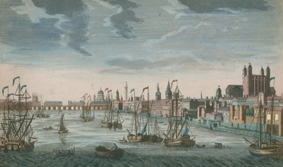 Vitorlás hajók általános képe a Temze vizein alkotó: English School