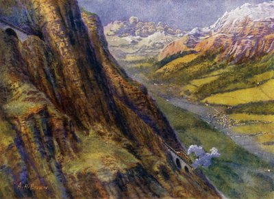 Hegyi vasút Svájcban (litho) alkotó: English School