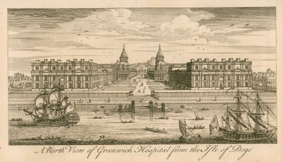 A londoni Greenwich Kórház északi képe a Kutyaszigetről alkotó: English School