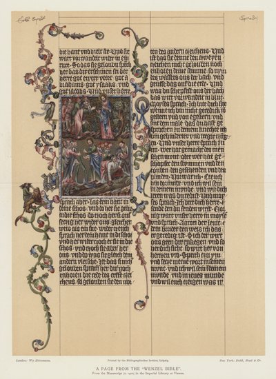 Egy oldal a Wenzel Bibliából (színes litográfia) alkotó: English School