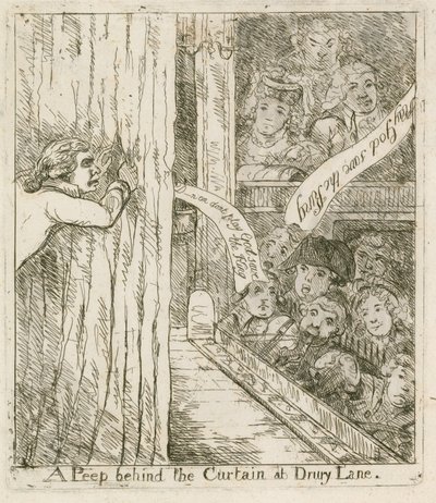 Bepillantás a függöny mögé a Drury Lane-nél; rajzfilm alkotó: English School