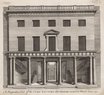 A Mark Lane 1751-ben felállított Corn Factors Exchange perspektivikus képe alkotó: English School