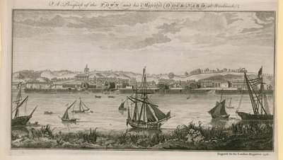 A város és a HIs Majestys woolwichi hajógyár kilátása alkotó: English School