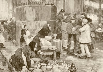 A soup kitchen in Paris in the 1800s (litho) alkotó: English School