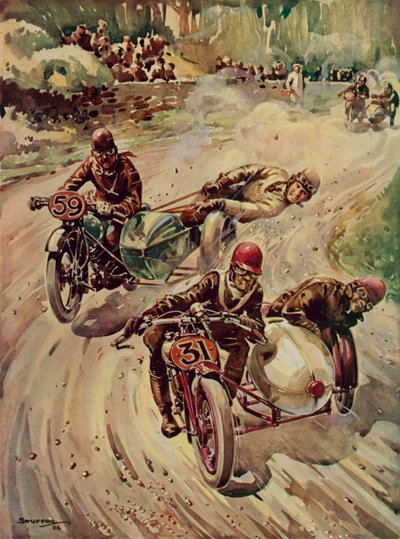 Turista trófeás oldalkocsis verseny (színes litográfia) alkotó: English School