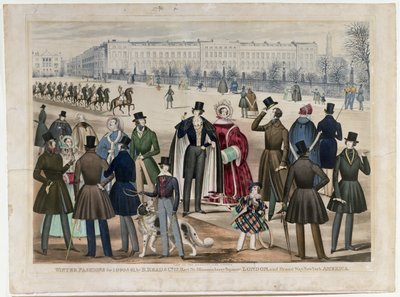 Kilátás a londoni Regents Parkban, az 1840-es és 1841-es téli divatot mutatja be, kiadó: B.Read & Co, 1840 (akvatinta papíron) alkotó: English School