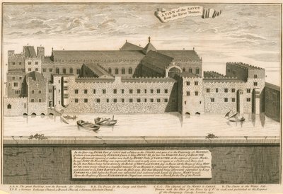 Kilátás a Savoyára, Londonban, a Temze felől alkotó: English School