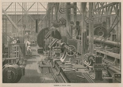 Látogatás a Penns Marine Engine Factory-ban, Greenwichben, Londonban; Forgattyús tengely forgatása alkotó: English School