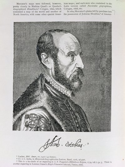 Abraham Ortelius (1527-98) illusztrációja az „Amerika narratív és kritikai története” IV. kötetéből, 1886 alkotó: English School