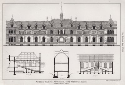 Akadémiai épületek, Nottingham, Third Premiated Design (metszet) alkotó: English School