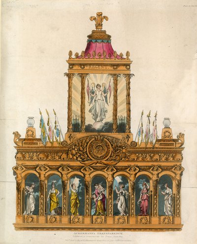 Ackermans Transparency, amelyet a béke emlékére állítottak ki, 1814. június alkotó: English School