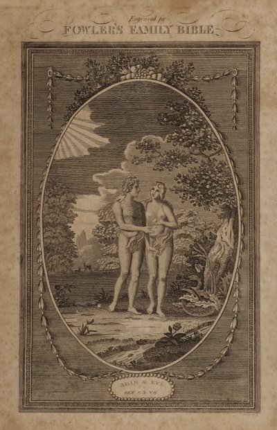 Ádám és Éva, Genezis, 3. fejezet, 6. vers (metszet) alkotó: English School