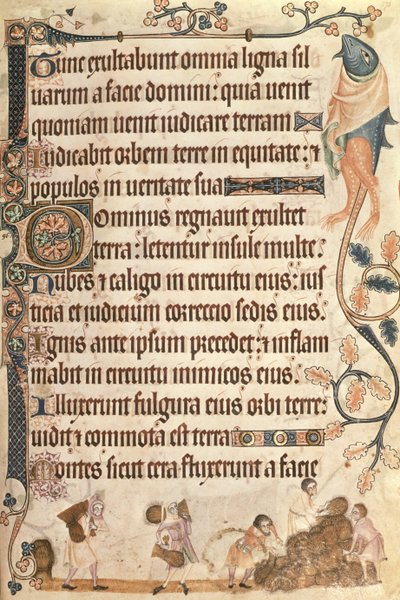 Adjon hozzá 42130 f.173 kukoricaköteget, a Luttrell Zsoltárból, 1340 előtt Sir Geoffrey Luttrell (1276-1345) (vellum) alkotó: English School