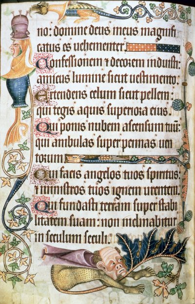 Adja hozzá a 42130 f.182v 103. zsoltárt groteszkekkel, a „Luttrell Zsoltárból”, 1325-35 körül (vellum) alkotó: English School
