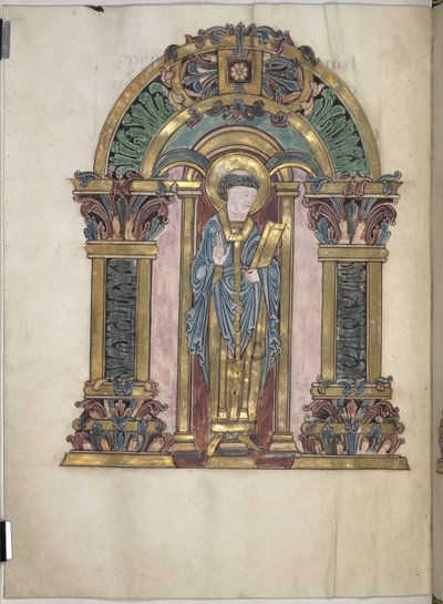 Hozzáadás. 49598, f.97v, St Swithun, Szent Aethelwold áldása, 971-984 (vellum) alkotó: English School