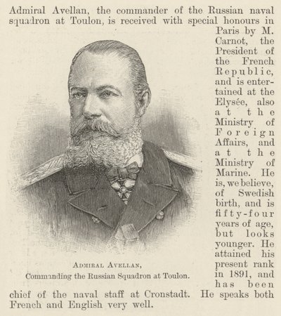 Avellan admirális, a touloni orosz osztag parancsnoka (metszet) alkotó: English School