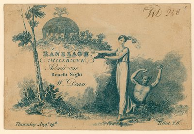 Belépőjegy a Ranelagh Gardensbe, Millbank, London alkotó: English School