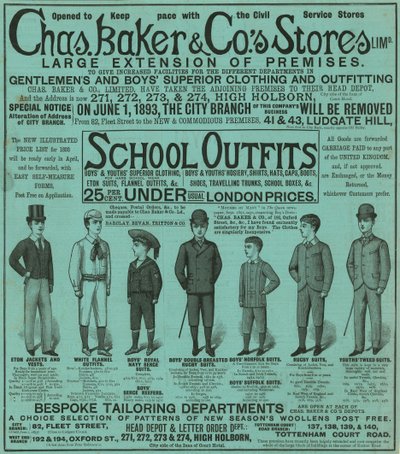 A Chas Baker & Cos üzletek hirdetése alkotó: English School