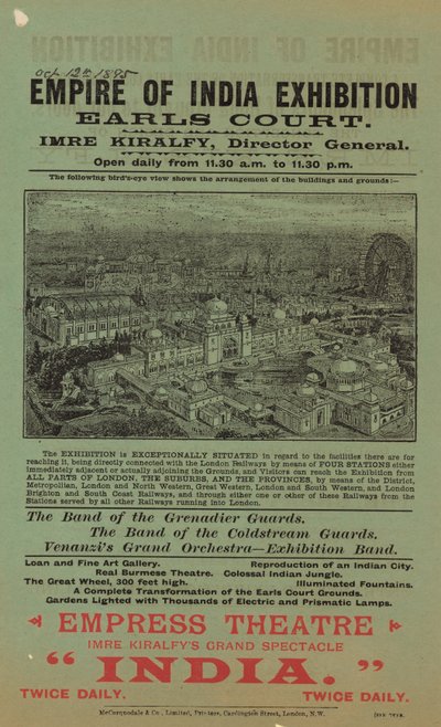 Hirdetés az Empire of India kiállításhoz, Earls Court alkotó: English School