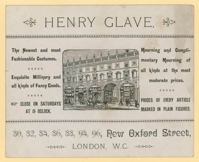 Henry Glave hirdetése, New Oxford Street, London alkotó: English School
