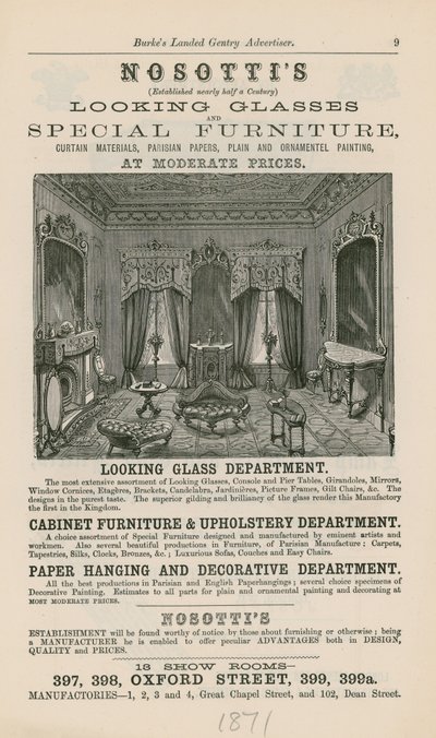 Nosottis szemüvegek és különleges bútorok hirdetése alkotó: English School