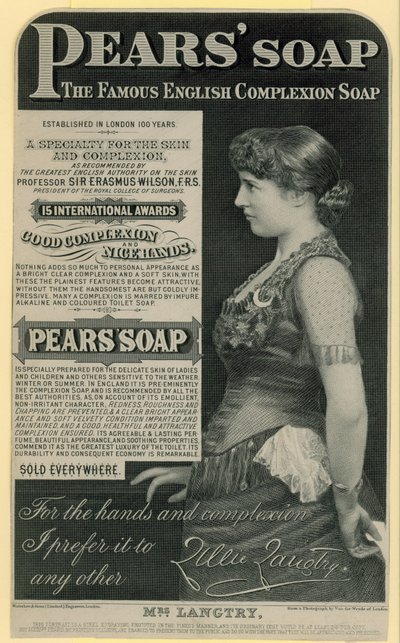 A Pears Soap reklámja Lillie Langtry színésznővel alkotó: English School