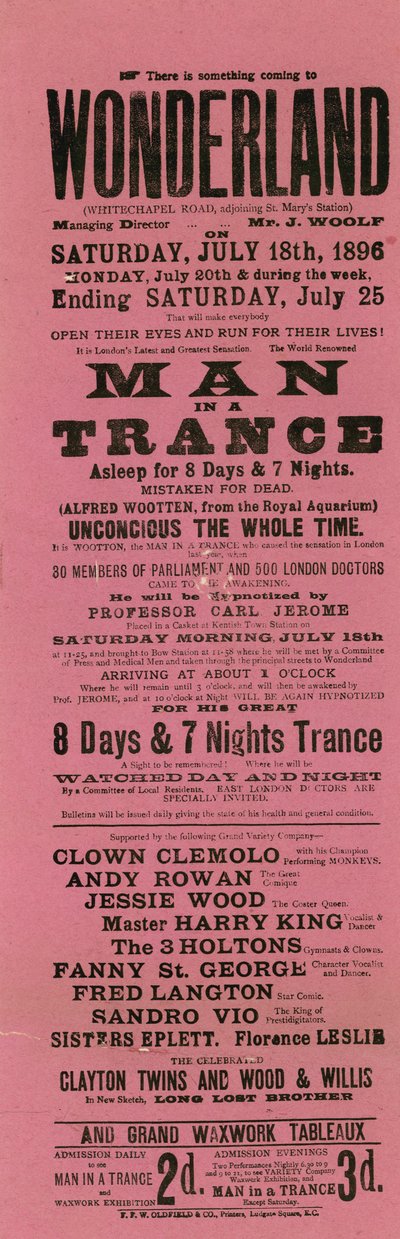 Csodaország hirdetése, Whitechapel Road, London alkotó: English School