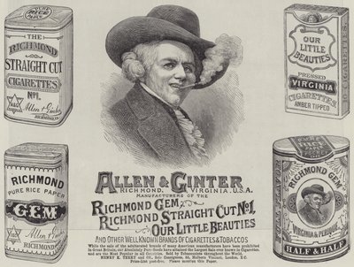 Reklám, Allen és Ginter (metszet) alkotó: English School