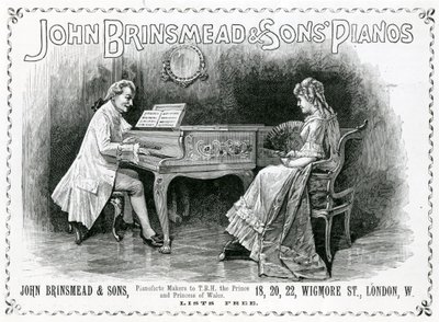 Advertisement, John Brinsmead and Sons Pianos, Illusztráció a Grafikához, 1891. július 4. (metszet) alkotó: English School