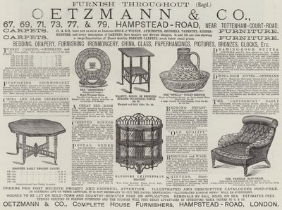 Reklám, Oetzmann és Társaság (metszet) alkotó: English School