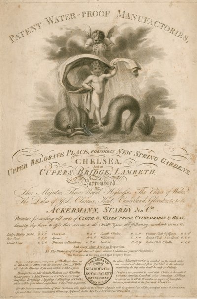 Az Ackermann, Stardy & Co., Szabadalmazott Vízálló Manufaktúrák hirdetése alkotó: English School