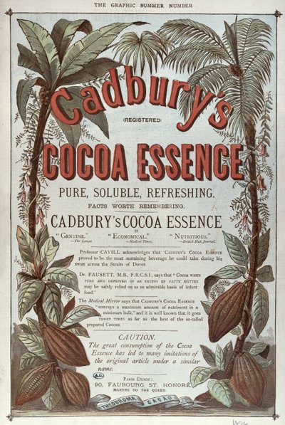 A Cadburys Cocoa Essence reklámja, a The Graphic-ból, 1878 alkotó: English School