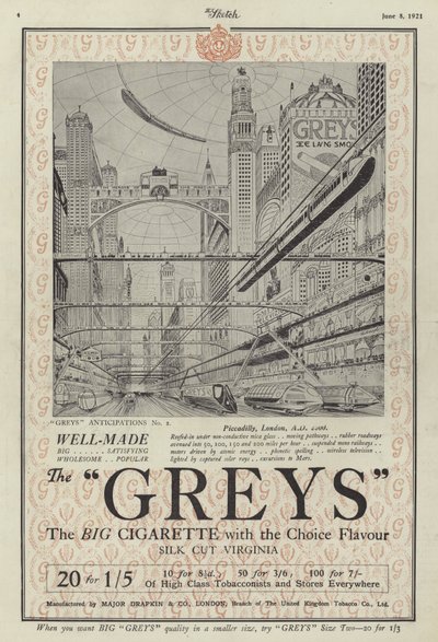 Werbung für Greys Zigaretten von English School